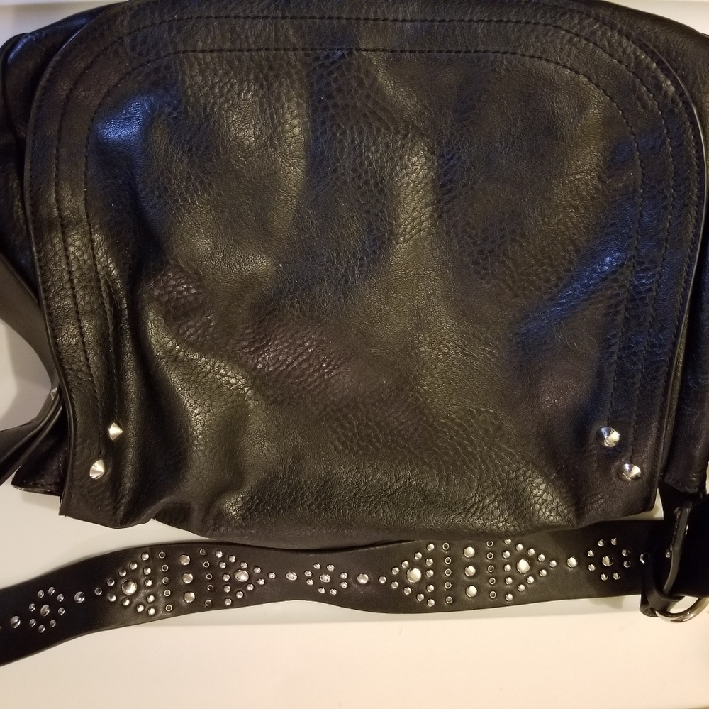 Steve Madden Black Faux Leather Purse with Studs
